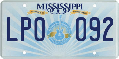 MS license plate LPO092