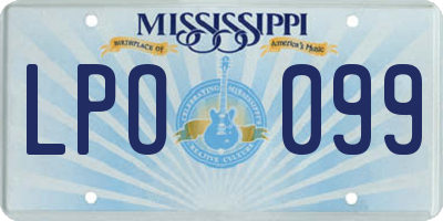 MS license plate LPO099