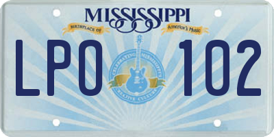 MS license plate LPO102