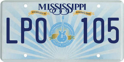 MS license plate LPO105