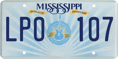 MS license plate LPO107