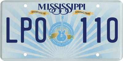 MS license plate LPO110