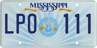 MS license plate LPO111