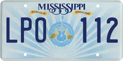 MS license plate LPO112