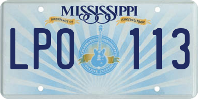 MS license plate LPO113