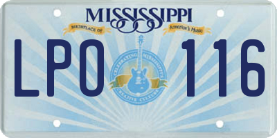 MS license plate LPO116