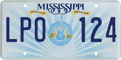 MS license plate LPO124