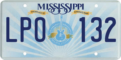 MS license plate LPO132