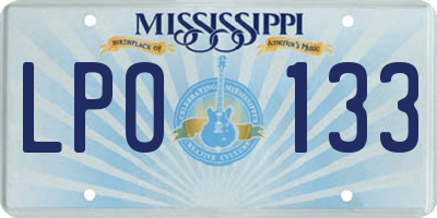 MS license plate LPO133