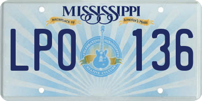 MS license plate LPO136
