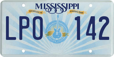 MS license plate LPO142