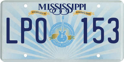 MS license plate LPO153