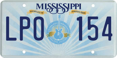 MS license plate LPO154