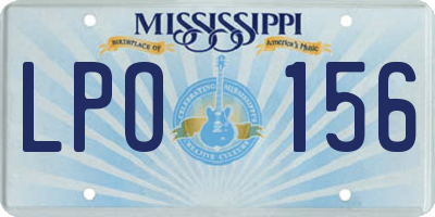 MS license plate LPO156