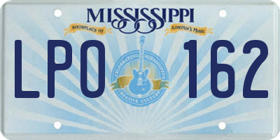 MS license plate LPO162
