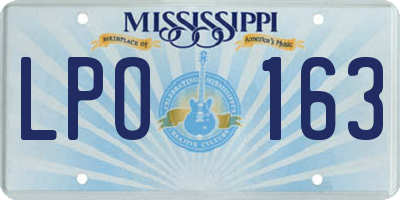 MS license plate LPO163