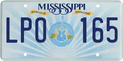 MS license plate LPO165