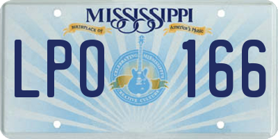 MS license plate LPO166