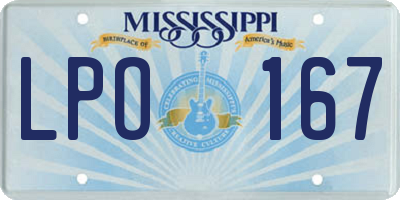 MS license plate LPO167