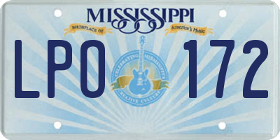 MS license plate LPO172