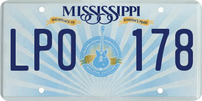 MS license plate LPO178