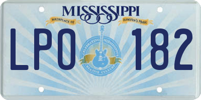 MS license plate LPO182