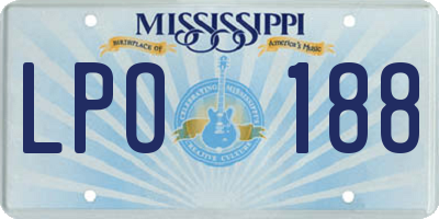 MS license plate LPO188