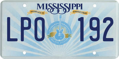 MS license plate LPO192