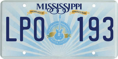 MS license plate LPO193