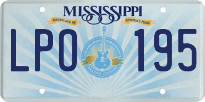 MS license plate LPO195