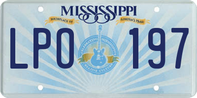 MS license plate LPO197