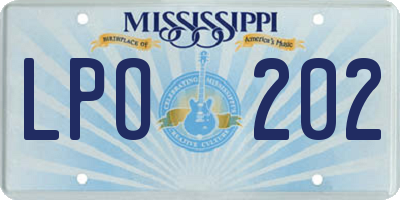 MS license plate LPO202