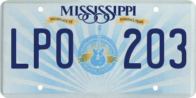 MS license plate LPO203