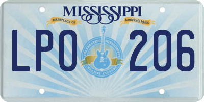 MS license plate LPO206