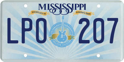 MS license plate LPO207