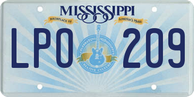 MS license plate LPO209