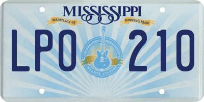 MS license plate LPO210