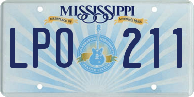 MS license plate LPO211