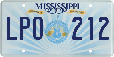 MS license plate LPO212