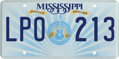 MS license plate LPO213
