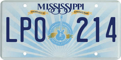 MS license plate LPO214