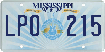 MS license plate LPO215