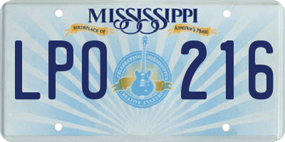 MS license plate LPO216