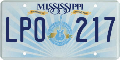 MS license plate LPO217