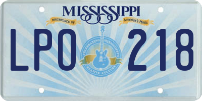 MS license plate LPO218