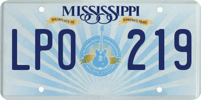 MS license plate LPO219