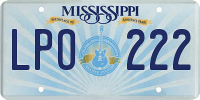 MS license plate LPO222