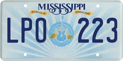 MS license plate LPO223