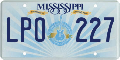 MS license plate LPO227