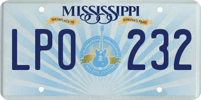 MS license plate LPO232